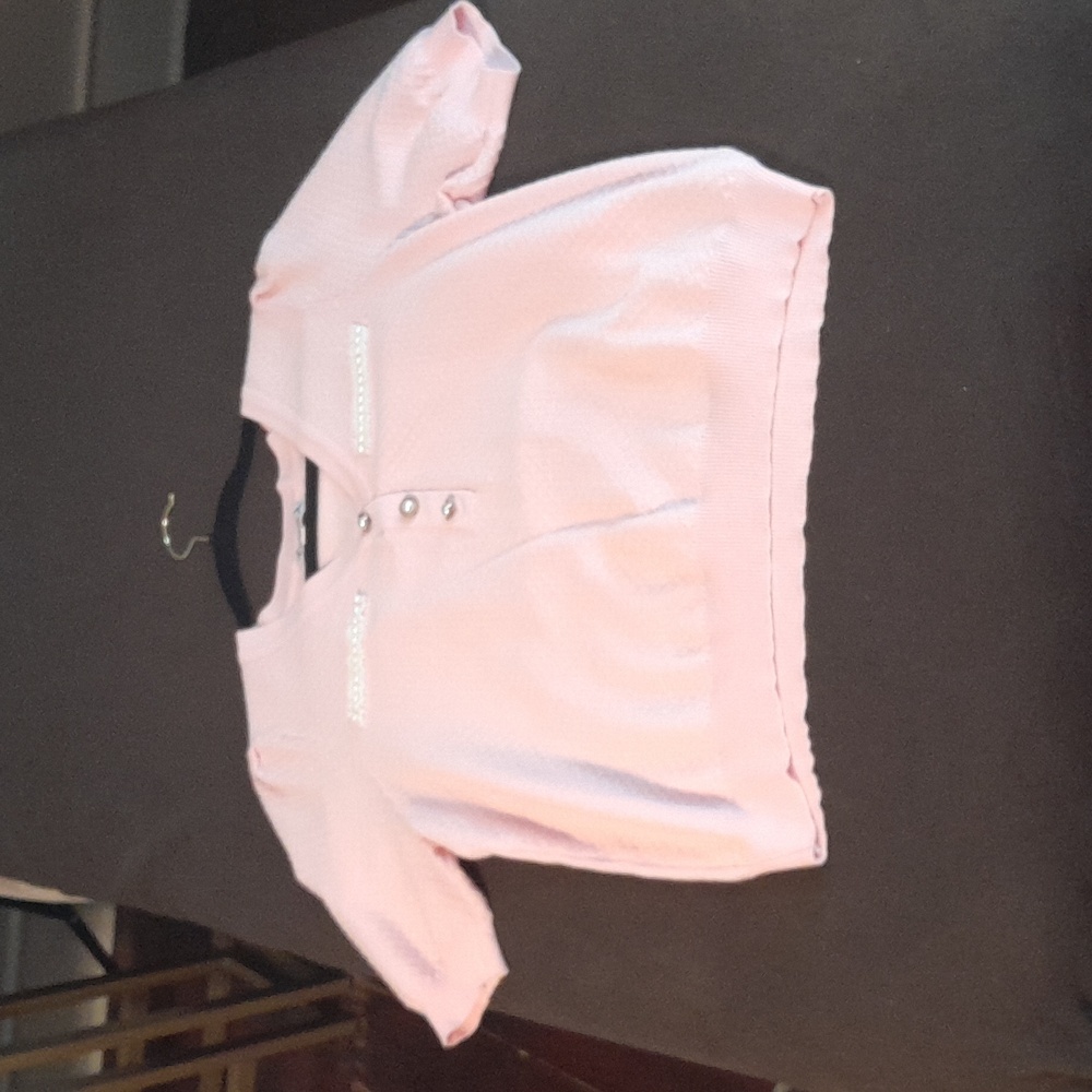Sweet Pink Pearl and Lace Blouse